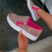 Women's Sneakers Slip-Ons Bling Bling Shoes Plus Size Sparkling Shoes Outdoor Daily Summer Rhinestone Flat Heel Round Toe Fashion Sporty Casual Walking Polyester Loafer Black Gold Rose Pink