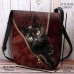 Women's Crossbody Bag Shoulder Bag Fluffy Bag Polyester Shopping Daily Holiday Print Large Capacity Lightweight Durable Cat Wine Black Dark Blue