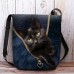 Women's Crossbody Bag Shoulder Bag Fluffy Bag Polyester Shopping Daily Holiday Print Large Capacity Lightweight Durable Cat Wine Black Dark Blue