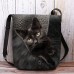 Women's Crossbody Bag Shoulder Bag Fluffy Bag Polyester Shopping Daily Holiday Print Large Capacity Lightweight Durable Cat Wine Black Dark Blue