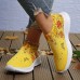 Women's Sneakers Slip-Ons Print Shoes Glitter Crystal Sequined Jeweled Plus Size Party Outdoor Daily Floral Rhinestone Sparkling Glitter Flat Heel Fashion Sporty Casual Tissage Volant White Yellow