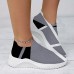 Women's Contrast Color Geometric Graphic Print Soft Slip-on Fly Knit Sneakers