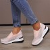 Women's Sneakers Plus Size Comfort Shoes Daily Indoor Solid Color Rhinestone Wedge Heel Round Toe Fashion Sporty Casual Faux Leather Loafer Black Pink