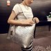 Women's Tote Shoulder Bag Tote Nylon PU Leather Outdoor Office Daily Zipper Solid Color Silver Black Gold