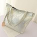 Women's Tote Shoulder Bag Tote Nylon PU Leather Outdoor Office Daily Zipper Solid Color Silver Black Gold