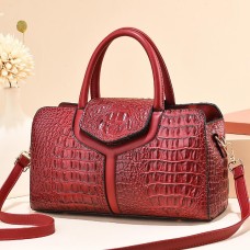 Women's Tote Shoulder Bag PU Leather Daily Date Office & Career Solid Color Crocodile claret Earth Yellow Black