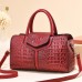 Women's Tote Shoulder Bag PU Leather Daily Date Office & Career Solid Color Crocodile claret Earth Yellow Black