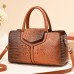 Women's Tote Shoulder Bag PU Leather Daily Date Office & Career Solid Color Crocodile claret Earth Yellow Black