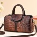 Women's Tote Shoulder Bag PU Leather Daily Date Office & Career Solid Color Crocodile claret Earth Yellow Black