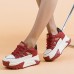 Women's Sneakers Dad Shoes Comfort Shoes Outdoor Office Daily Color Block Summer Flat Heel Round Toe Vintage Sporty Casual Walking Faux Leather Lace-up Black White Red