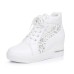 Women's Sneakers Height Increasing Shoes Platform Sneakers Comfort Shoes Daily Solid Color Plaid Embroidered Summer Satin Flower Lace Lace-up Wedge Heel Hidden Heel Round Toe Elegant Fashion Sporty