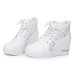 Women's Sneakers Height Increasing Shoes Platform Sneakers Comfort Shoes Daily Solid Color Plaid Embroidered Summer Satin Flower Lace Lace-up Wedge Heel Hidden Heel Round Toe Elegant Fashion Sporty