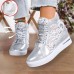 Women's Sneakers Height Increasing Shoes Platform Sneakers Comfort Shoes Daily Solid Color Plaid Embroidered Summer Satin Flower Lace Lace-up Wedge Heel Hidden Heel Round Toe Elegant Fashion Sporty