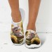 Women's Sneakers Print Shoes Plus Size Comfort Shoes Daily Travel Floral Cat Flat Heel Casual Comfort Minimalism Walking Mesh Yellow