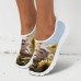 Women's Sneakers Print Shoes Plus Size Comfort Shoes Daily Travel Floral Cat Flat Heel Casual Comfort Minimalism Walking Mesh Yellow