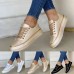 Women's Sneakers Plus Size Height Increasing Shoes Platform Sneakers Outdoor Daily Summer Winter Platform Round Toe Fashion Sporty Casual Walking PU Lace-up Black White Gold