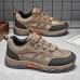 Men's Sneakers Retro Hiking Boots Walking Casual Daily Leather Comfortable Booties / Ankle Boots Loafer Green Khaki Gray Spring Fall