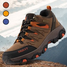 Men's Sneakers Sporty Look Trekking Shoes Running Hiking Sporty Casual Outdoor Daily Satin Breathable Comfortable Slip Resistant Lace-up Dark green yellow Brown Grey Color Block Summer Spring