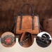 Women's Handbag Crossbody Bag Shoulder Bag Boston Bag Leather Party Daily Holiday Zipper Embossed Large Capacity Waterproof Durable Flower Folk Vintage black Vintage brown Vintage red