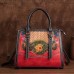 Women's Handbag Crossbody Bag Shoulder Bag Boston Bag Leather Party Daily Holiday Zipper Embossed Large Capacity Waterproof Durable Flower Folk Vintage black Vintage brown Vintage red