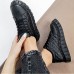 Women's Sneakers Plus Size Height Increasing Shoes Platform Sneakers Outdoor Daily Summer Winter Platform Round Toe Fashion Sporty Casual Walking PU Lace-up Black White