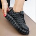 Women's Sneakers Plus Size Height Increasing Shoes Platform Sneakers Outdoor Daily Summer Winter Platform Round Toe Fashion Sporty Casual Walking PU Lace-up Black White