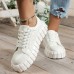 Women's Sneakers Plus Size Height Increasing Shoes Platform Sneakers Outdoor Daily Summer Winter Platform Round Toe Fashion Sporty Casual Walking PU Lace-up Black White