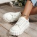 Women's Sneakers Plus Size Height Increasing Shoes Platform Sneakers Outdoor Daily Summer Winter Platform Round Toe Fashion Sporty Casual Walking PU Lace-up Black White