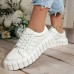 Women's Sneakers Plus Size Height Increasing Shoes Platform Sneakers Outdoor Daily Summer Winter Platform Round Toe Fashion Sporty Casual Walking PU Lace-up Black White