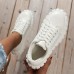 Women's Sneakers Plus Size Height Increasing Shoes Platform Sneakers Outdoor Daily Summer Winter Platform Round Toe Fashion Sporty Casual Walking PU Lace-up Black White