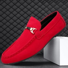 Men's Loafers & Slip-Ons Comfort Shoes Walking Vintage Casual Outdoor Daily Leather Warm Height Increasing Comfortable Lace-up Black Red Winter