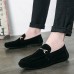 Men's Loafers & Slip-Ons Comfort Shoes Walking Vintage Casual Outdoor Daily Leather Warm Height Increasing Comfortable Lace-up Black Red Winter