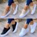 Women's Sneakers Plus Size Canvas Shoes White Shoes Outdoor Daily Walking Solid Colored Summer Spring Fall Rivet Flat Heel Round Toe Sporty Classic Casual Walking PU Leather Lace-up Black White Pink