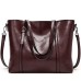 Women's Tote Shoulder Bag Shoulder Strap Tote Top Handle Bag PU Leather Daily Zipper Solid Color Wine Black Pink