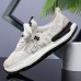 Men's Sneakers Sporty Look Dad Shoes Sporty Casual Outdoor Daily PU Cloth Breathable Comfortable Slip Resistant Lace-up White Green Grey Color Block Summer