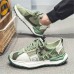 Men's Sneakers Sporty Look Dad Shoes Sporty Casual Outdoor Daily PU Cloth Breathable Comfortable Slip Resistant Lace-up White Green Grey Color Block Summer