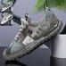 Men's Sneakers Sporty Look Dad Shoes Sporty Casual Outdoor Daily PU Cloth Breathable Comfortable Slip Resistant Lace-up White Green Grey Color Block Summer