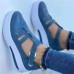 Women's Sneakers Plus Size Platform Sneakers Slip-on Sneakers Outdoor Daily Solid Color Summer Hollow Out Platform Wedge Heel Round Toe Vintage Casual Minimalism Walking Patent Leather Magic Tape