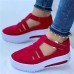 Women's Sneakers Plus Size Platform Sneakers Slip-on Sneakers Outdoor Daily Solid Color Summer Hollow Out Platform Wedge Heel Round Toe Vintage Casual Minimalism Walking Patent Leather Magic Tape