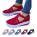 Women's Sneakers Plus Size Platform Sneakers Slip-on Sneakers Outdoor Daily Solid Color Summer Hollow Out Platform Wedge Heel Round Toe Vintage Casual Minimalism Walking Patent Leather Magic Tape