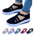 Women's Sneakers Plus Size Platform Sneakers Slip-on Sneakers Outdoor Daily Solid Color Summer Hollow Out Platform Wedge Heel Round Toe Vintage Casual Minimalism Walking Patent Leather Magic Tape