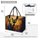 Women's Handbag Tote Boston Bag Polyester Shopping Daily Holiday Print Large Capacity Lightweight Cat Earth Yellow Black / Yellow Yellow