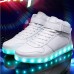 Men's Sneakers LED Shoes Light Up Shoes Skate Shoes High Top Sneakers Walking Sporty Casual School Outdoor Dailywear PU Breathable Wear Proof Lace-up Magic Tape Black White Silver Summer