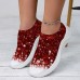 Women's Sneakers Slip-Ons Print Shoes Xmas Shoes Glitter Crystal Sequined Jeweled Party Outdoor Christmas 3D Gradient Color Summer Winter Rhinestone Sparkling Glitter Flat Heel Round Toe Closed Toe