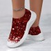 Women's Sneakers Slip-Ons Print Shoes Xmas Shoes Glitter Crystal Sequined Jeweled Party Outdoor Christmas 3D Gradient Color Summer Winter Rhinestone Sparkling Glitter Flat Heel Round Toe Closed Toe