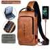 Men's Crossbody Bag PU Leather Outdoor Daily Adjustable Large Capacity Waterproof Solid Color Dark Brown Black Brown