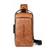 Men's Crossbody Bag PU Leather Outdoor Daily Adjustable Large Capacity Waterproof Solid Color Dark Brown Black Brown