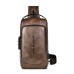 Men's Crossbody Bag PU Leather Outdoor Daily Adjustable Large Capacity Waterproof Solid Color Dark Brown Black Brown