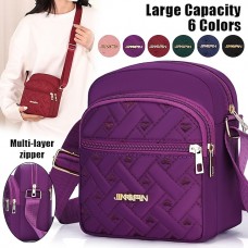 Women's Crossbody Bag Shoulder Bag Dome Bag Oxford Cloth Outdoor Daily Holiday Zipper Large Capacity Waterproof Lightweight Solid Color Embroidery Quilted Black Pink Red