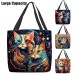 Women's Tote Shoulder Bag Canvas Tote Bag Polyester Outdoor Shopping Holiday Print Large Capacity Foldable Lightweight Cat 3D